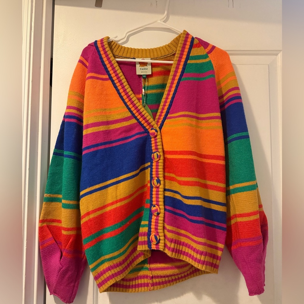 Farm Rio Bold Stripes Knit Cardigan